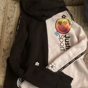 Justice Black and White Smiley Hoodie